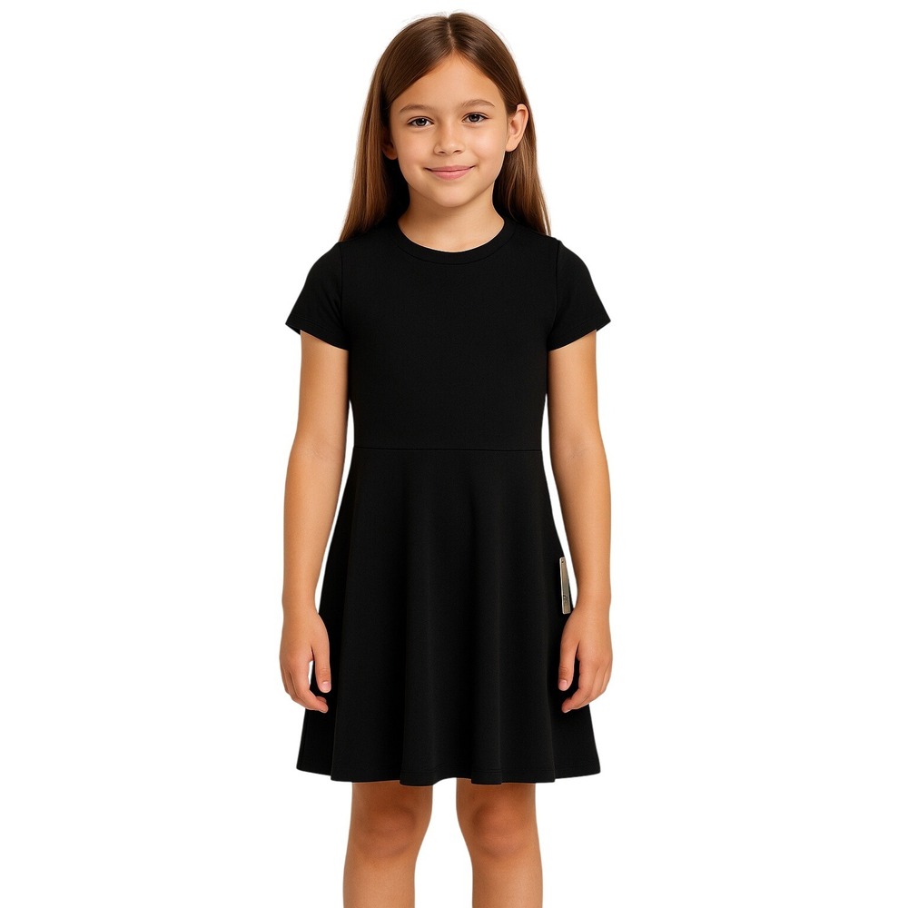 Art Class Dress S 6/6X Black‎ Ribbed Short Sleeve Pullover Stretchy Youth Modern